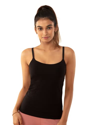 Image of NYKD Cotton Everyday Bramisole for Women - Camisole with in-Built Bra, Padded & Moulded Cups, Adjustable Straps - NYC003