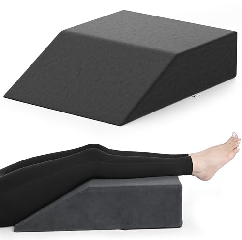 Image of FOVERA Leg Elevator Pillow | Leg Elevation Pillow for Leg, Hip & Knee Pain Relief, for Leg Surgery, Varicose Veins, Fracture, Swelling, Phlebitis, Surgical Recovery (24 x 18 x 6 Inch, Dark Grey)