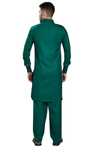 Image of DIVISIVE Men's Cotton Blend Pathani Kurta Pyjama Set