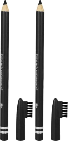 Image of [Ear Lobe & Accessories] Eyebrow Pencil with Brush | Waterproof | Smudge proof Eyebrow Definer Pencil | Shade - Black (E-01), 6 g (Pack of 2)