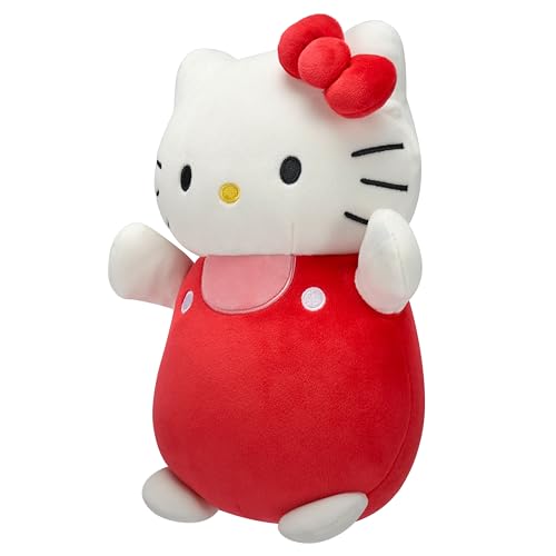 Squishmallows SQSN00702 Original Sanrio 10-Inch Hello Kitty In Red And Pink Overalls Hugmees thumb #1