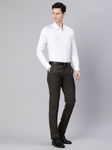 Image of Majestic Man Men's Solid Cotton Blend Textured Wrinkle-Resistant Slim Fit Easy Iron Formal Shirt