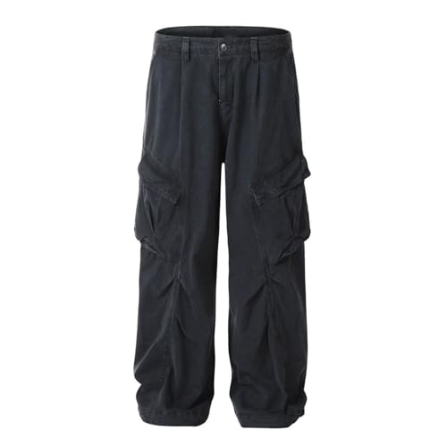 Men's Pants American Retro Workwear Multi-Pocket Loose Casual Straight Leg Commute Trousers2