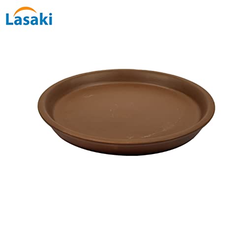 Image of Lasaki Round Ceramic Trays (Plates Saucers) for Pots, planters, Flower, Succulent(Set of 2,Truffle,6 inch) R6(Plants not Included)