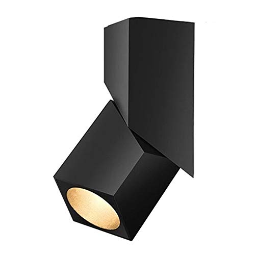 Image of LED Indoor Ceiling Spotlight 360Adjustable Wall Light - Art DIY Spotlights -12W Warm White Light 3000K Ceiling Downlight -Surface Mounted COB Lighting Swivel lamp (Black-3000K)