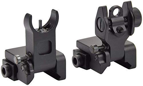 Gocheer Tactical Flip Iron Sight es Compatible con los rieles Picatinny y Weaver, Conjunto de Soporte de mira Delantero y Trasero Negro