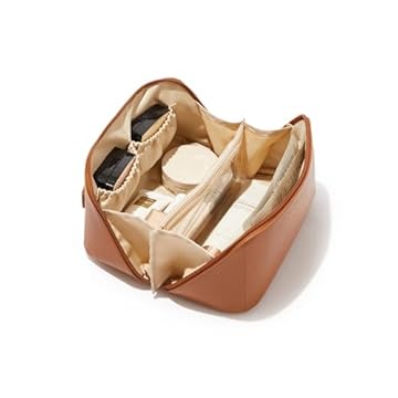 EACHY Bolsa de maquiagem de viagem, bolsas de cosméticos de grande capacidade para mulheres, bolsa portátil à prova d'água, bolsa de higiene pessoal, organizador de maquiagem com divisor (bolsa interna de pincel de maquiagem pode variar)