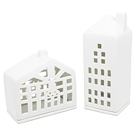 Parusia® Lichthaus 2er Set „Zuhause“ aus matt glasierten, weißen Keramik Cover