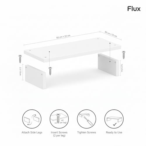Image of flux Monitor Stand Wooden | Monitor Stand Riser | PC Stand For Desktop Table | , Non Slip, Material: Particle Board Wooden White