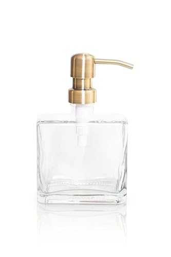 Rail19 Urban Square Recycled Glass Soap Dispenser With Metal Pump, 8.5Oz (Farmhouse Brass) #TOP2