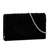 Creaher Abendtaschen Samt Clutch Kunstwildleder Clutch Plissee Design Clutch, Umschlag Tasche Damen Wildleder Glitzer Handtasche Mit Kette Für Party-Hochzeitstreffen