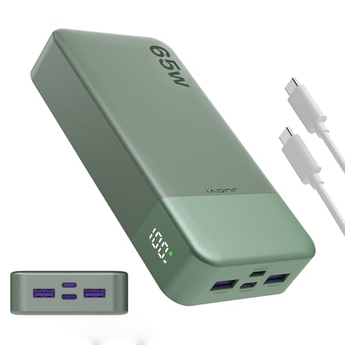 JUOVI Batterie Externe 65W Power Bank, Batterie Externe 20000mah,Chargeur Externe 2 USB-C und 2 USB-A pour téléphone avec Affichage LED pour Macbook iPhone...