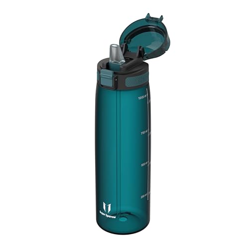 Super Sparrow Gourde avec Paille - 1L - TouchSip Bouteille d'eau - Tritan sans BPA - Idéale pour Le Sport, l’École et Les Activités en Plein Air