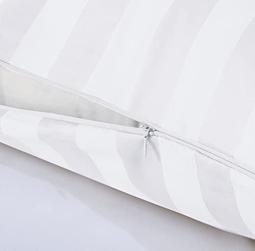 Image of 100% Egyptian Cotton Pillow Protectors Set of 2, 600 Thread Count Queen Size Bed Pillow Cases with Zipper, Sateen Weave Cooling Pillow Cases Quiet and Breathable Easy Care (2PCS, Striped White)
