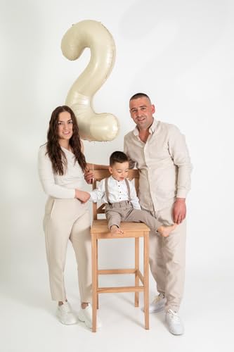 Image of Cream 2 Balloon, Cream Number Balloons 40 Inch, 2nd Number Birthday Decorations, Second Two Birthday Party Supplies, Number 2 Balloon