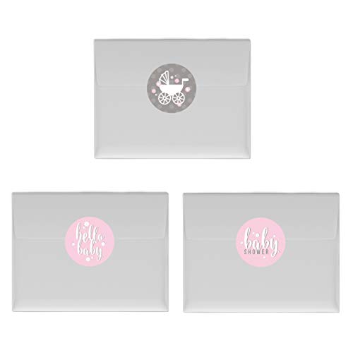 Andaz Press Chocolate Drop Labels Trio, Girl Baby Shower, Hello Baby!, Pink, 216-Pack, Fits Kisses Party Favors, Decor, Decorations #TOP2