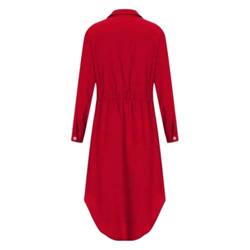 Robe tunique boutonnée polyvalente unie avec cordon de cintrage