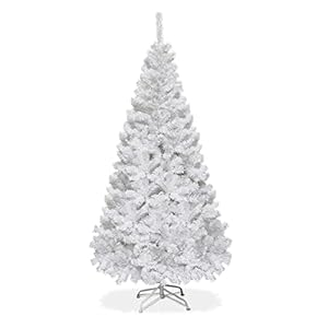 Happygrill 5FT White Christmas Tree Artificial Xmas Tree with Solid Metal Stand White Xmas Pine Tree for Indoor Outdoor Decoration Happygrill 5FT White Christmas Tree Artificial Xmas Tree with Solid Metal Stand White Xmas Pine Tree for Indoor Outdoor Decoration
