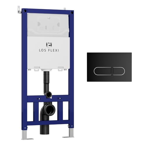 Los Flexi Concealed In-Wall Toilet Tank Carrier for Wall Hung Toilets, 0.8/1.6 GPF Dual Flush, Adjustable Height Tank Carrier, Includes Flush Actuator Plate for Wall Mount Toilet Setup
