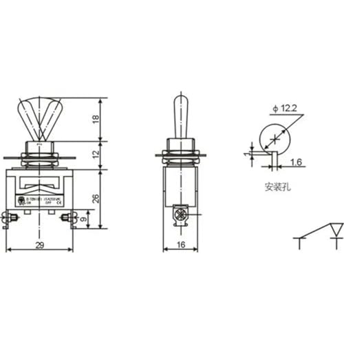 Interrupteur à bascule robustesse SPST E-TEN1021 10A 250V AC - 3