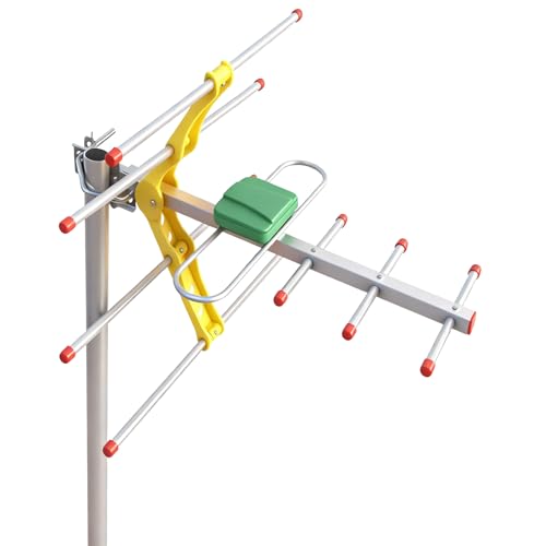 Antena de TV al aire libre para Freeview HD y 4K - Antena externa DVB-T2 direccional de largo alcance - Diseño Yagi resistente a la intemperie - Fácil instalación - Cable coaxial de 8 m