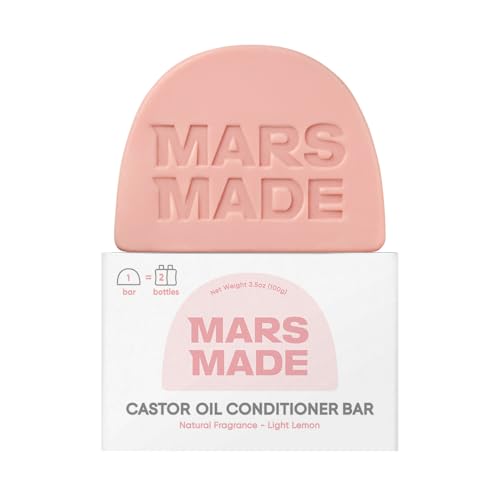 MARS MADE Castor Oil Conditioner Bar - Nourishing & Soothing Natural Deep Conditioner for All Hair Types - Hair Moisturizing, Cleansing Solid Soap Bar - Zero Waste, No Animal Trials 3.5 oz