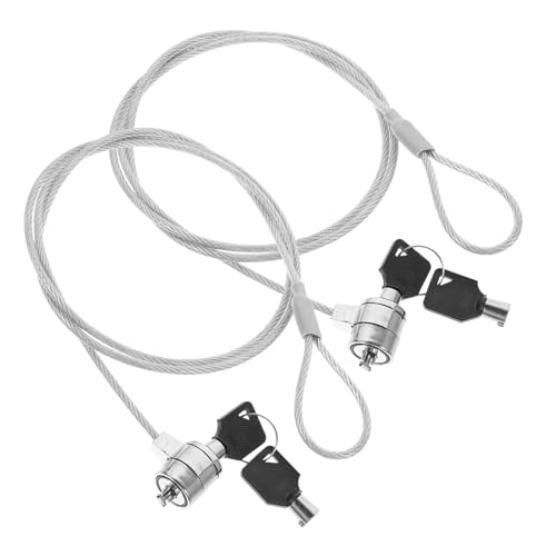 Hoement 2 Ensembles Câble de sécurité pour Ordinateur Portable léger avec verrou à clé Lot de dispositifs de Protection pour Ordinateur et appareils électroniques Installation Simple pour