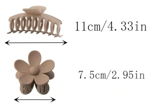 Image of Bakefy- 4 pcs Large Frosted Hair Claws, Assorted Matte Non-Slip Hair Clips, Strong Grip Clips For Thick Hair, Versatile Styles Hair Accessories For Sports, Makeup, And Gift Occasions