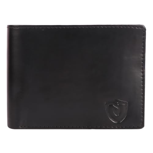 Men’s Bifold Wallet for Men – Genuine Leather RFID Wallet, Slim Billfold Cardholder w/ID Window – Gift Box Included (Black)2