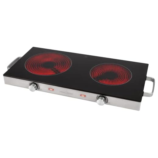 ProfiCook Dubbel kokplatta PC-DKP 1211, infraröd kokplatta, två elektriska hällar av glaskeramik, kokplatta för camping/kök/kontor/utomhus/singel, för alla typer av krukor, 2800 watt, rostfritt stål
