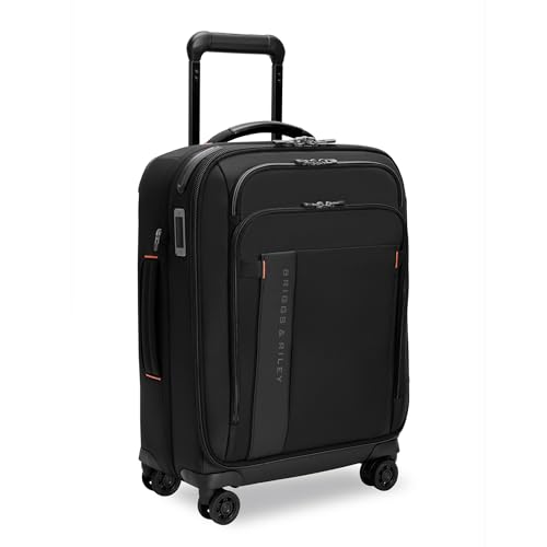 Briggs & Riley Global 53cm Carry On Expandable Spinner - Luggage for Travel, Suitcases with Wheels, Softside Rolling Bag for Men & Women - ZDX Collection, Black