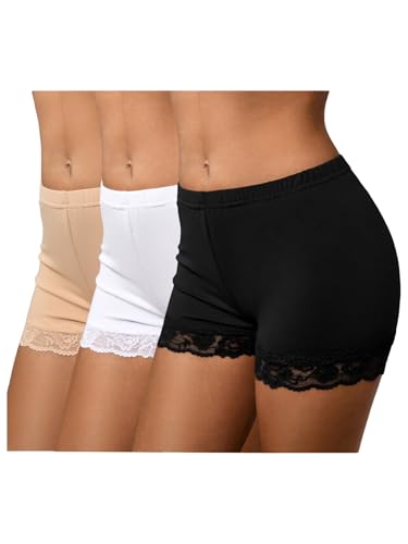 Image of MakeMeChic Women's Summer Lace Trim Shorts Biker Under Dresses