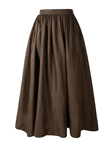 Reminisce Boutique Womens Renaissance Skirt 100% Linen Victorian (US4, Brown)