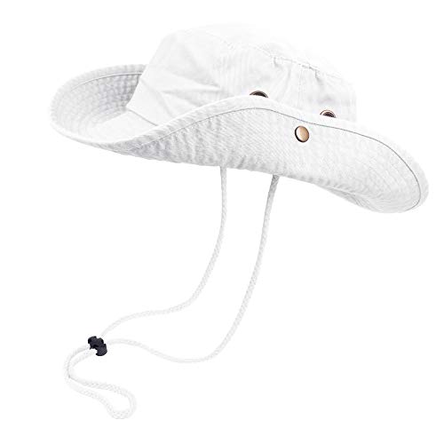 Bucket Hat Hiking Fishing Wide Brim Uv Sun Protection Safari Unisex Boonie (White, Large/X-Large) #TOP29