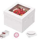 10 Piezas Cajas para Tartas, Caja para Tartas 30 X 30 X 20cm, Blanco Cajas para Pasteles de Carton, Tablas para Tartass, Tartass de con Ventana, para Transportar y Conservar Pasteles, Cumpleaños