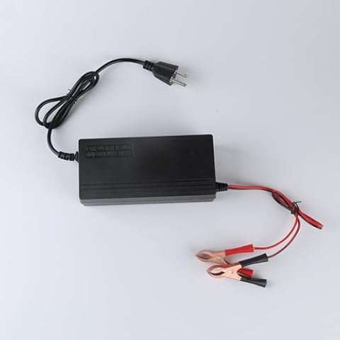 12V 10A Lithium Battery Charger 14.6V LiFePO4 Battery Charger AC-DC Smart Charger with Alligator Clip& LED Indicator for Lithium LiFePO4 Batteries Deep Cycle Rechargeable Battery Cover
