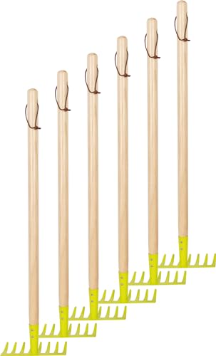 Râteaux pour enfants au jardin : lot de 6 outils en bois et métal vert dès 3 ans small foot