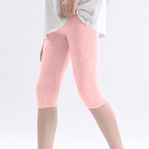 4-Pack Girls Modal Capris Leggings 3/4 Lenght Basic Solid Elastic Waist Casual Pants for Kids 2-13 Years4