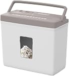 Déchiqueteuse Compacte Suntiko 5 Feuilles à Coupe Croisée Marron + Blanc | Protection de la Vie Privée P4, Mode Inverse Anti-Blocage, Sécurité Thermique, Bac Transparent de 2,38 Gal pour Bureau à Domicile
