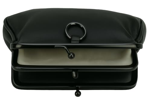 Image of Genuine Leather Change Purse with Clasp Closure By Marshal (Black)