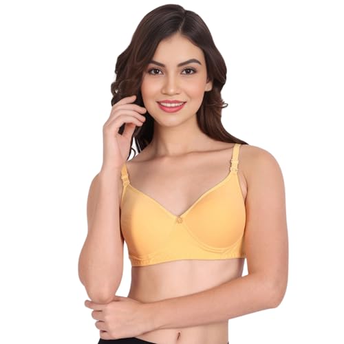 Image of Padded Everyday Bra for Women - Made of Pure Cotton Full Coverage Non Wired Seamless Pushup Soft Cup for T-Shirt Saree Dress Sports Garment for Daily Use Everyday