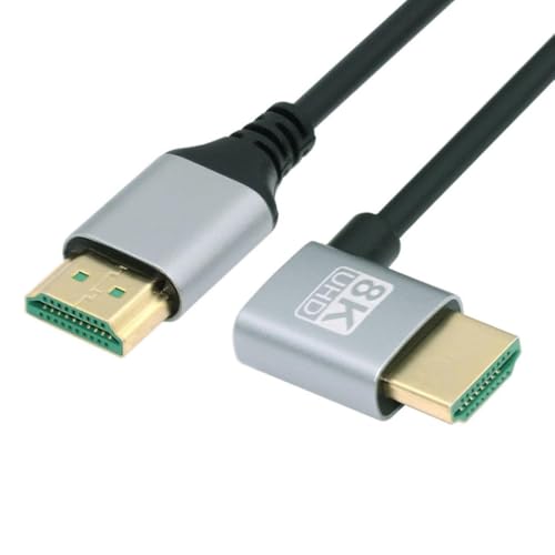 Image of Wefly HDMI 2.1 Cable HDMI Male to Male 90 Degree Left Angled 8K@60Hz 4K@120Hz 48Gbps Ultra High Speed Gold Plated 0.5m for TV Monitor Computer