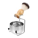 BATHVEVE メンズシェービングキット 髭剃りブラシ ソープボウル ホルダースタンド 持ちやすいハンドル付き 顔洗浄用 携帯便利 バレンン 父の