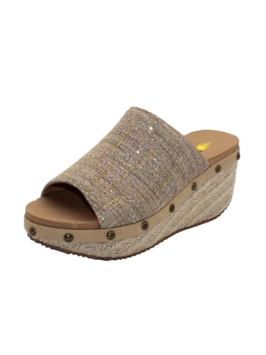 VOLATILE Womens Ravine Metallic Studded Casual Sandals Casual Mid Heel 2-3