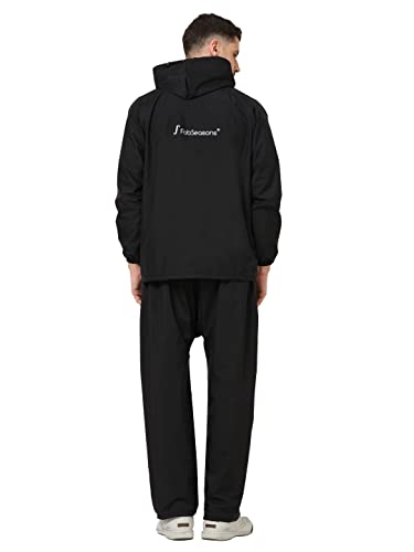 Image of FabSeasons Lightweight Waterproof Raincoat set of Top & Bottom for Men's, with hood & Reflector at back