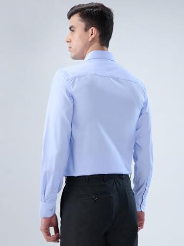 Image of Park Avenue Men Modern Slim Fit Structure Pattern Cotton Polyester Blend Semi Cutaway Collar Full Sleeve Formal Shirt