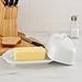White Plastic Butter Dish with Lid – Covered Butter Holder for Countertop or Fridge – Fits All American Stick Sizes (East & West Coast) – BPA-Free, Dishwasher Safe