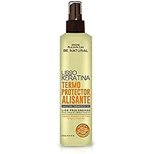 Be Natural Lisso Keratina Termoprotector Alisante, Acondicionador de Pelo, Translúcido, 250 Ml, 12