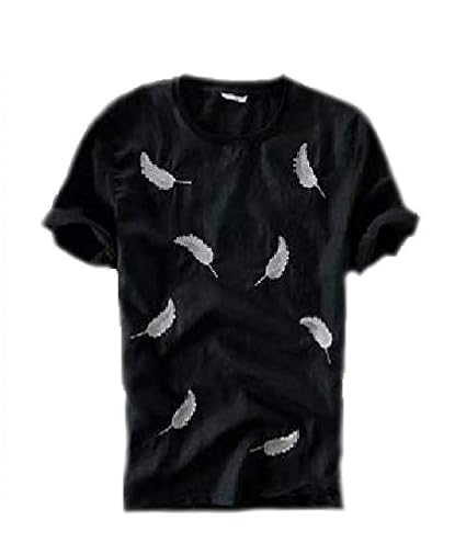 Buy ADYK Men Black Feathers Printed 