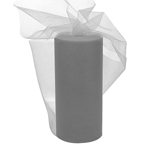 EUBSWA Rouleau de Tulle Gris 30cm x 92M, Chemin de Table Tissu Tulle Mariage Décoration 100 Yards pour Bricolage Jupe de Table Artisanat Fête Décoration